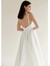 Classic Ivory Jacquard Side Slit Wedding Dress With Pockets